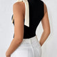 Elegant women bodysuit sleeveless bow front design Elluxora