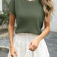 Women fashion waffle knit top round neck viscose Elluxora 