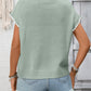 Minimal women ribbed knit top short sleeve contrast trim fashion