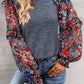 Stylish women blouse heathered floral frill lantern sleeve modern look