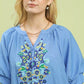 Casual women blouse floral embroidery puff sleeve Umgee top 