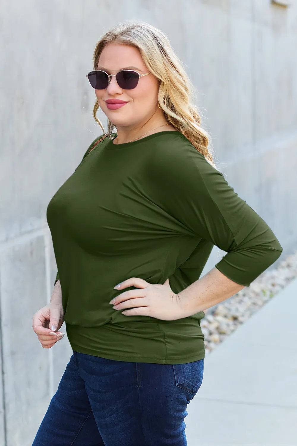 Everyday women top batwing sleeve round neck full size wear