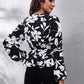 Comfortable women blouse floral print balloon sleeve peplum design