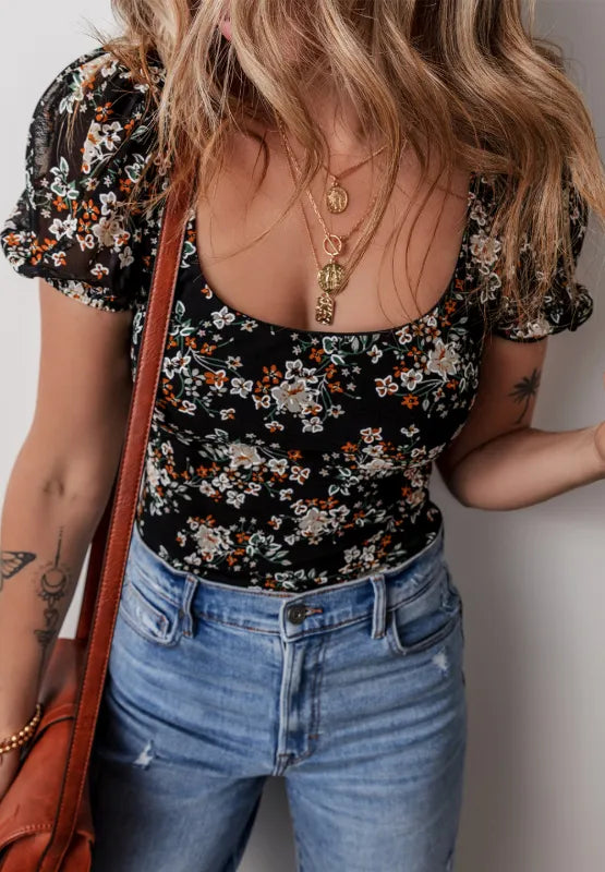 Trendy women bodysuit printed casual wear Elluxora