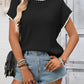 Fashion contrast trim sweater for women short sleeve ribbed knit