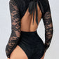 Trendy women bodysuit lace long sleeve sheer outfit Elluxora
