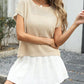 Classic women waffle knit top round neck viscose design 