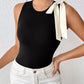Trendy women bodysuit bow detail sleeveless casual style