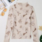 Casual women mesh top western print long sleeve mock neck
