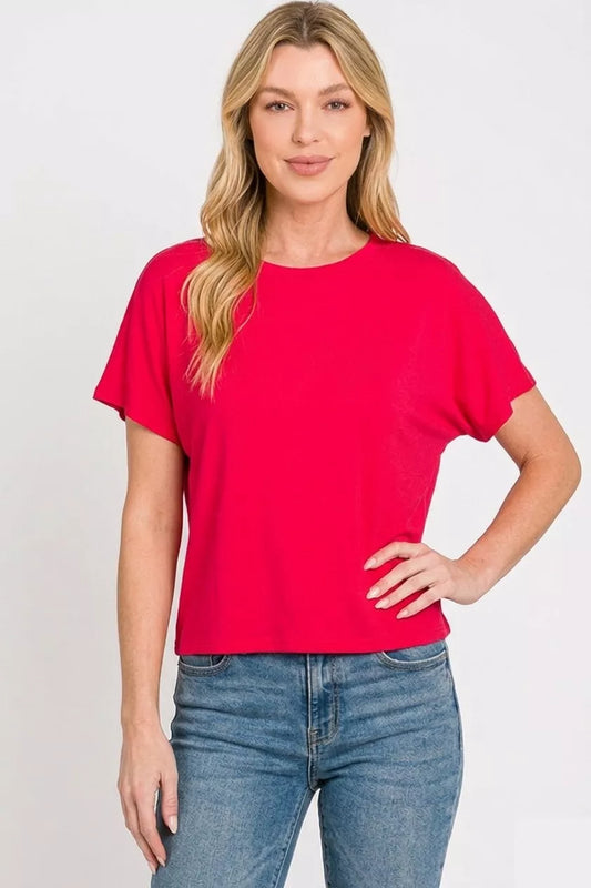 Casual women cropped t shirt round neck short sleeve outfit